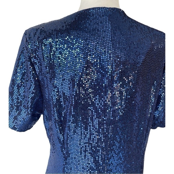 JM Studio Women Plus Size Navy Blue Sequin Formal Evening Prom Dress, Sz 16W - Picture 5 of 8